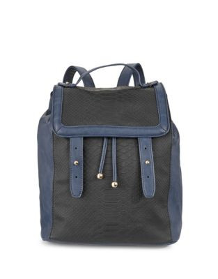 Kensie Colourblock Textured Backpack - NAVY COMBO