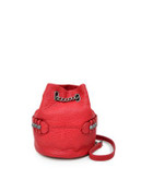 She + Lo Leather Chain Crossbody Bucket Bag - RED