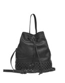 She + Lo Studded Leather Bucket Bag - BLACK