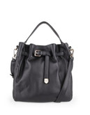 Cole Haan Expanded Leather Bucket Bag - BLACK