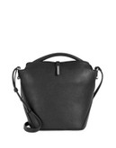 Kenneth Cole Foldover Leather Bucket Bag - BLACK