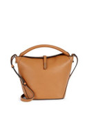 Kenneth Cole Foldover Leather Bucket Bag - LUGGAGE