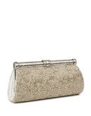 Moyna Beaded Antique Frame Clutch - IVORY/SILVER