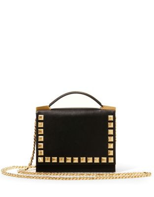 B Brian Atwood Alyce Studded Top-Handle Leather Bag - BLACK