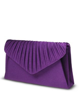 Jessica Mcclintock Pleated Flap Envelop Clutch Mini Bag - PLUM