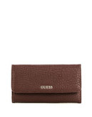 Guess Pebbled Faux Leather Logo Wallet - CLARET