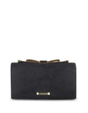 Anne Klein Faux Leather Bow Top Clutch - BLACK/GOLD