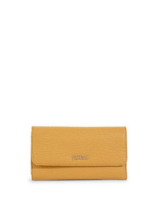 Guess Pebbled Faux Leather Logo Wallet - MARIGOLD