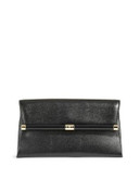 Diane Von Furstenberg Embossed Leather Envelope Clutch - BLACK