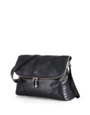 Lauren Ralph Lauren Roscoe Leather Messenger Bag - BLACK
