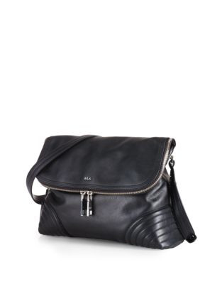 Lauren Ralph Lauren Roscoe Leather Messenger Bag - BLACK