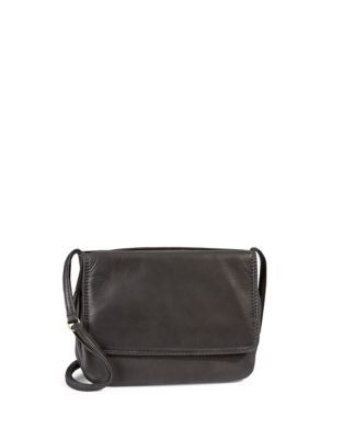 Derek Alexander Leather Top Zip Crossbody Bag - BLACK