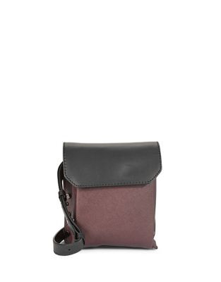 Kenneth Cole Saffiano Leather Crossbody Bag - BRICK/BLACK
