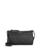 Calvin Klein Pebbled Leather Crossbody Bag - BLACK/SILVER