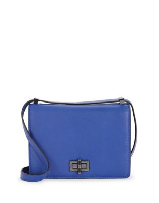 Diane Von Furstenberg Turnlock Leather Crossbody Bag - LAPIS SHOCK
