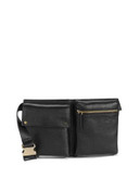 Kenneth Cole Metallic Leather Fanny Pack - BLACK