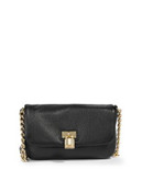 Calvin Klein Leather Crossbody Padlock Bag - BLACK/GOLD