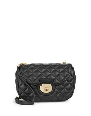 Calvin Klein Chelsea Quilted Leather Crossbody - BLACK/GOLD
