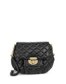 Calvin Klein Chelsea Mini Quilted Leather Crossbody - BLACK/GOLD