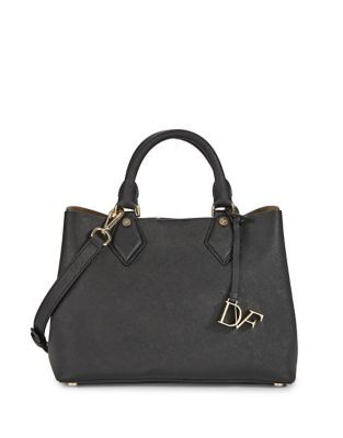 Diane Von Furstenberg Small Saffiano Leather Carryall - BLACK