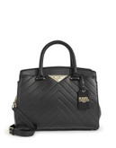 Karl Lagerfeld Chevron Quilted Leather Satchel - BLACK