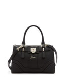 Guess Greyson Small Leather Satchel - BLACK/BLACK