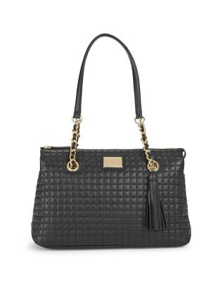 Calvin Klein Hastings Quilted Leather Bag - BLACK/GOLD