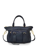 She + Lo Next Chapter Leather Satchel - NAVY