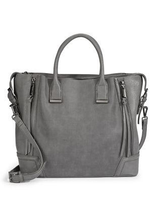 Steve Madden Faux Leather Zip Hand Bag - GREY