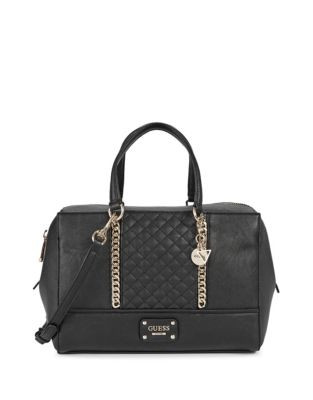 Guess Latisha Quilted Satchel - BLACK