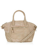 Topshop Leather and Suede Panel Tote Bag - TAUPE/BEIGE