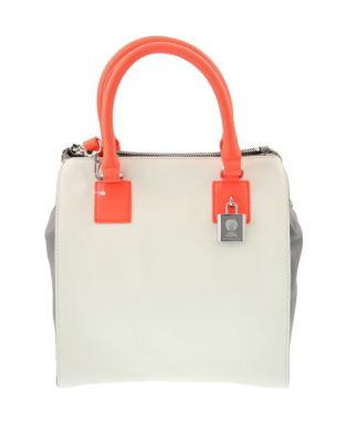 Vince Camuto Deb Leather Satchel - WHITE/GREY/CORAL