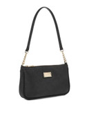 Calvin Klein Saffiano Leather Crossbody Bag - BLACK/GOLD