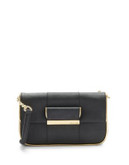 Calvin Klein Saffiano Leather Shoulder Bag - BLACK/GOLD