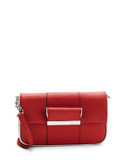 Calvin Klein Saffiano Leather Shoulder Bag - RED/SILVER