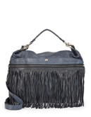 Tyoulip Sisters Fringes Lamb Leather Hobo - NAVY BLUE