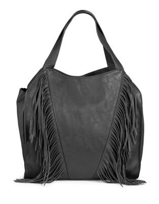 Kensie Large Fringe Hobo Bag - BLACK