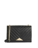 Karl Lagerfeld Chevron Quilted Leather Bag - BLACK