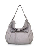 She + Lo Leather Zip Front Hobo Bag - COOL GREY