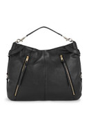 Karl Lagerfeld Alexa Leather Hobo Bag - BLACK