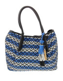 Vince Camuto Harlo Woven Leather Tote - ELECTRIC BLUE