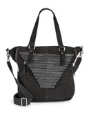 Tyoulip Sisters Arrow Flapped Suede Tote Bag - DULL BLACK