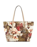 Guess Delaney Floral Tote Bag - CHESTNUT