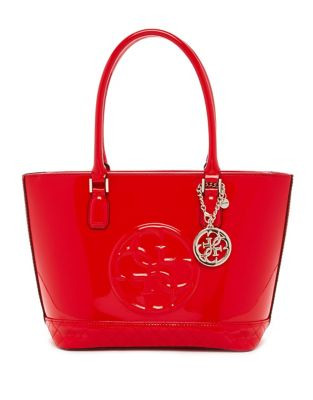 Guess Korry Small Classic Patent Tote - RED
