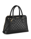 Calvin Klein Quilted Zip Top Handbag - BLACK