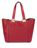 Ivanka Trump Leather Eyelet Tote with Pouch - RED
