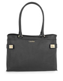 Calvin Klein Saffiano Tote Handbag - BLACK/GOLD