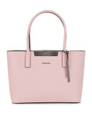 Calvin Klein Saffiano Leather Tote Bag - DUSTED ROSE/ECLIPSE