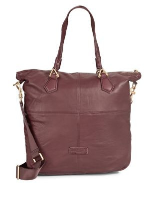 Liebeskind Convertible Zippered Leather Tote - CHESTNUT
