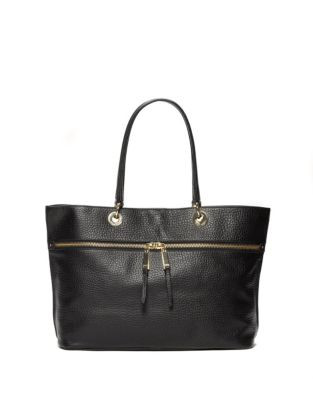 Tommy Hilfiger Camille Pebble Leather Tote - BLACK